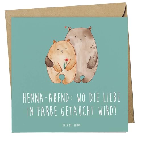 Mr. & Mrs. Panda Deluxe Karte Henna-Abend Farbenliebe - Geschenk, Klappkarte, Magischer Moment, Glückwunschkarte, Freunde, Braut, Hochzeitsdeko, von Mr. & Mrs. Panda