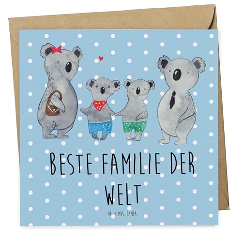 Mr. & Mrs. Panda Deluxe Karte Koala Familie zwei - Geschenk, Vatertag, Familienzeit, Hochwertige Klappkarte, Koalafamilie, Familienleben, Opa, von Mr. & Mrs. Panda