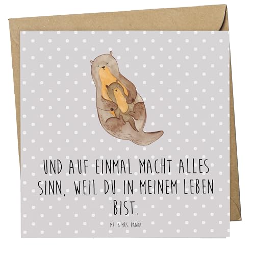 Mr. & Mrs. Panda Deluxe Karte Otter Kind - Geschenk, Hochwertige Klappkarte, Grußkarte, Einladungskarte, Mutter, Glückwunschkarte, Geburt, Seeotter, von Mr. & Mrs. Panda