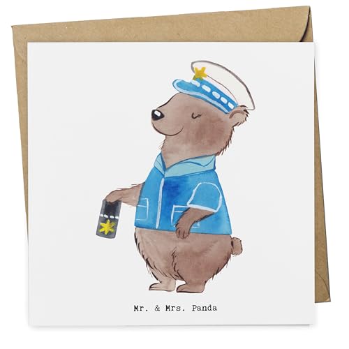 Mr. & Mrs. Panda Deluxe Karte Polizistin Herz - Geschenk, Hochzeitskarte, Polizeibeamtin, Wachfrau, Klappkarte, Einladungskarte, Jubiläum, von Mr. & Mrs. Panda