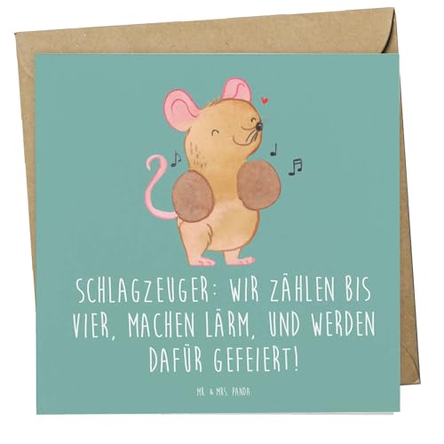 Mr. & Mrs. Panda Deluxe Karte Schlagzeuger Stolz - Geschenk, Performance, Klappkarte, Becken, zählen bis vier, Musizieren, Rhythmus, von Mr. & Mrs. Panda