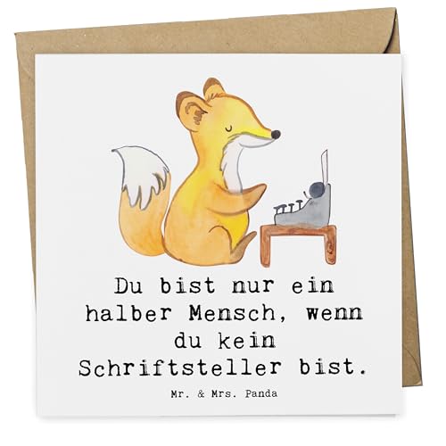 Mr. & Mrs. Panda Deluxe Karte Schriftsteller Herz - Geschenk, Geschichtenschreiber, Klappkarte, Buchveröffentlichung, Beruf, Verlag, Grußkarte, von Mr. & Mrs. Panda
