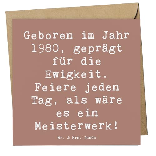 Mr. & Mrs. Panda Deluxe Karte Spruch 1980 Geburtstag Feier - Geschenk, Nostalgie, Klappkarte, Jahrgang 1980, Geburtstagskarte, Glückwunsch, Freude Mr. & Mrs. Panda Deluxe Karte Spruch 1980 Geburtstag Feier - Geschenk, Nostalgie, Klappkarte, Jahrgang 1980, Geburtstagskarte, Glückwunsch, Freude von Mr. & Mrs. Panda