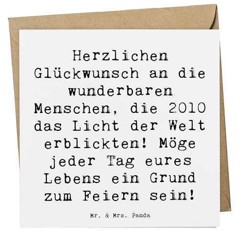 Mr. & Mrs. Panda Deluxe Karte Spruch 2010 Geburtstag - Geschenk, Gründe zum Lächeln, Klappkarte, Grund zum Feiern, das Licht der Welt erblickten, von Mr. & Mrs. Panda