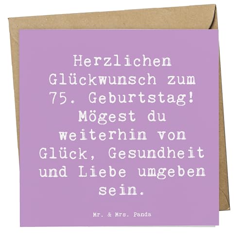 Mr. & Mrs. Panda Deluxe Karte Spruch 75. Geburtstag - Geschenk, Glück, Grußkarte, kreative Geschenkideen, Klappkarte, herzlichen Glückwunsch, umgeben Mr. & Mrs. Panda Deluxe Karte Spruch 75. Geburtstag - Geschenk, Glück, Grußkarte, kreative Geschenkideen, Klappkarte, herzlichen Glückwunsch, umgeben von Mr. & Mrs. Panda