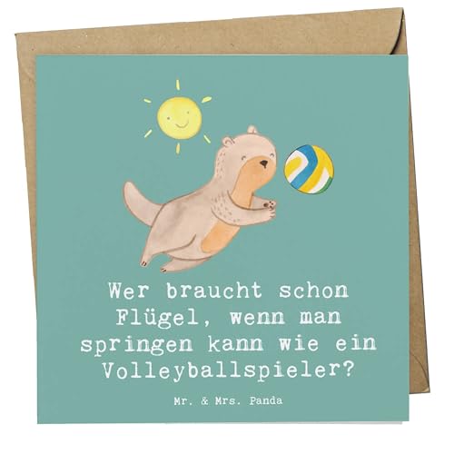 Mr. & Mrs. Panda Deluxe Karte Volleyball Sprung - Geschenk, Klappkarte, Einladungskarte, Volleyballspieler, Hochzeitskarte, Outdoor-Sport, Grußkarte, von Mr. & Mrs. Panda