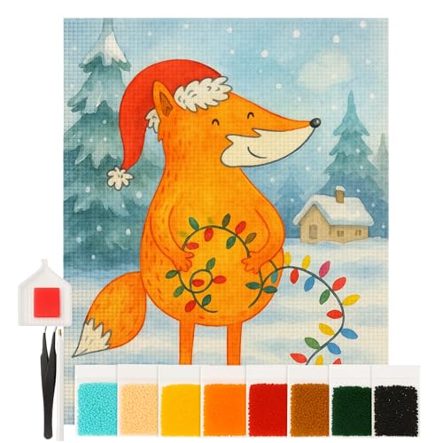 Mr. & Mrs. Panda Diamond Painting Fuchs Weihnachten Design 40 x 50 cm Mit Rahmen - Weiß von Mr. & Mrs. Panda