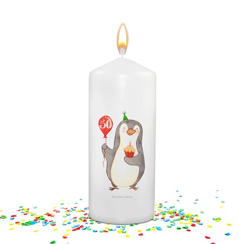 Mr. & Mrs. Panda Geburtstagskerze 50. Geburtstag Pinguin Luftballon - Geschenk, Herzlichen Glückwunsch, Geburtstage, Geburtstagsgeschenk, von Mr. & Mrs. Panda