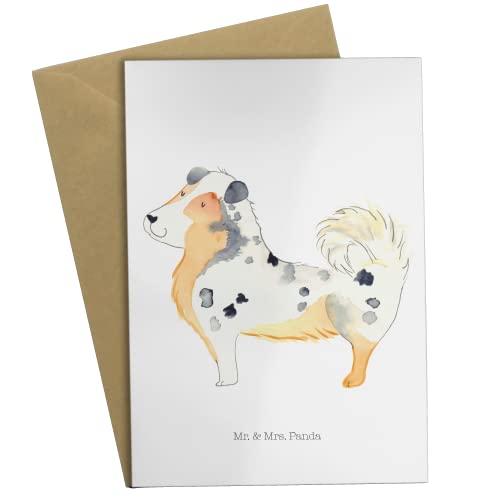 Mr. & Mrs. Panda Grußkarte Australien Shepherd - Geschenk, Klappkarte, Sprüche, Glückwunschkarte, Hundebesitzer, Spruch, Hunderasse, von Mr. & Mrs. Panda
