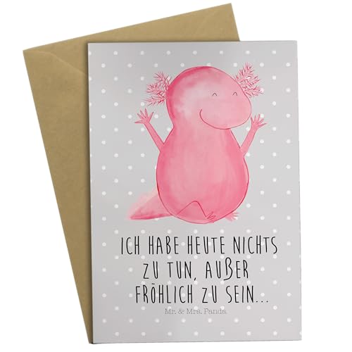 Mr. & Mrs. Panda Grußkarte Axolotl Hurra - Geschenk, Spaß, Einladungskarte, Geburtstagskarte, Hochzeitskarte, Klappkarte, Lurche, Molch, von Mr. & Mrs. Panda