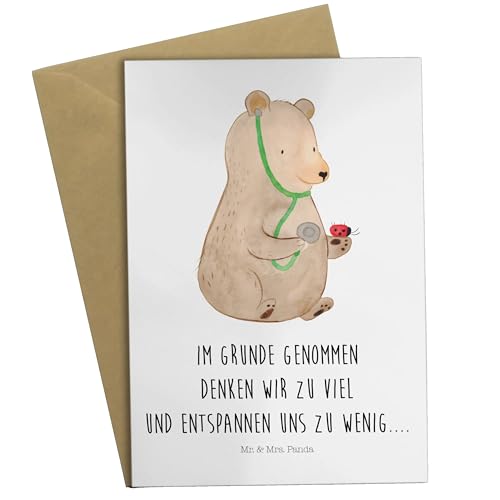 Mr. & Mrs. Panda Grußkarte Bär Arzt - Geschenk, Klappkarte, Glückwunschkarte, Ansichtskarten, Doktor, Teddybär, Hochzeitskarte, Ärztin, Teddy, von Mr. & Mrs. Panda