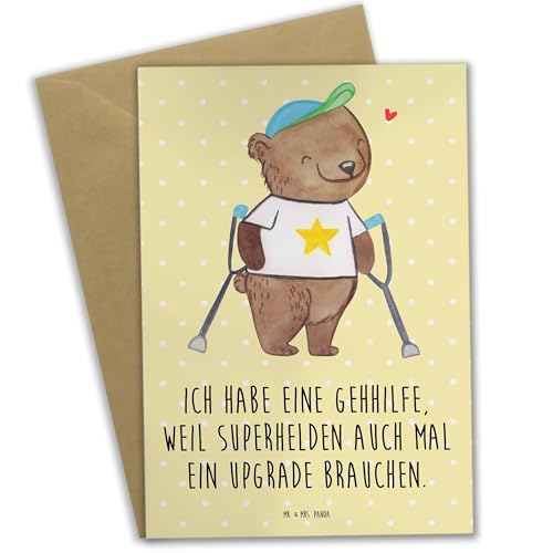 Mr. & Mrs. Panda Grußkarte Bär Gehhilfen - Geschenk, Einladungskarte, Hochzeitskarte, Krücken, Geburtstagskarte, Klappkarte Mr. & Mrs. Panda Grußkarte Bär Gehhilfen - Geschenk, Einladungskarte, Hochzeitskarte, Krücken, Geburtstagskarte, Klappkarte von Mr. & Mrs. Panda