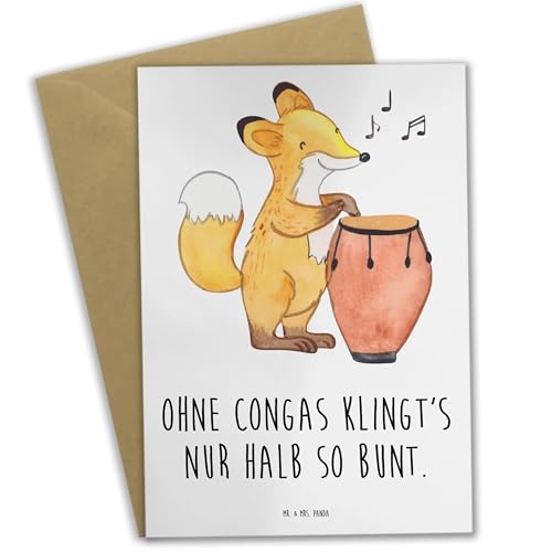 Mr. & Mrs. Panda Grußkarte Bunte Congas - Geschenk, Musik, Handtrommeln, Glückwunschkarte, Klappkarte, Lernen, Geburtstagskarte, Rhythmen, von Mr. & Mrs. Panda