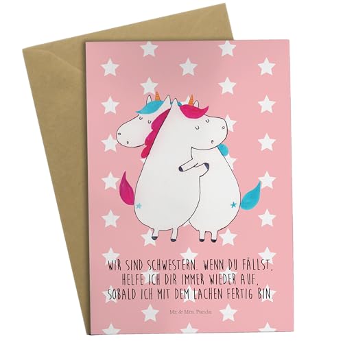 Mr. & Mrs. Panda Grußkarte Einhörner Umarmen - Geschenk, Hochzeitskarte, Pegasus, Geburtstagskarte, Klappkarte, Einladungskarte, Einhorn, Einhorn von Mr. & Mrs. Panda