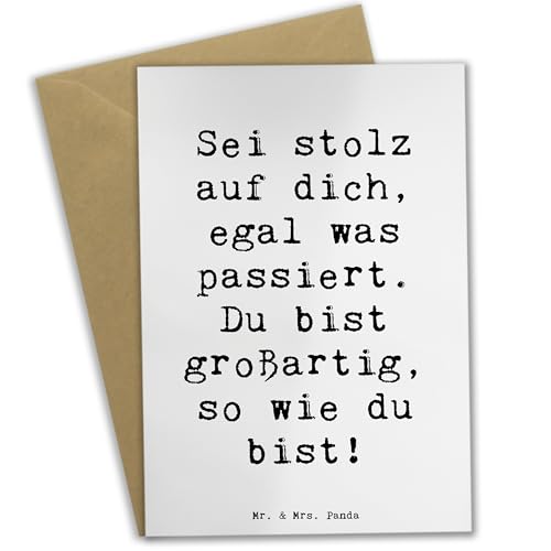 Mr. & Mrs. Panda Grußkarte Spruch Mit Enttäuschungen umgehen Stolz - Geschenk, so wie du bist, Vertrauem, Lebensfreude, Klappkarte, Mut, von Mr. & Mrs. Panda