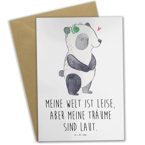 Mr. & Mrs. Panda Grußkarte Panda Gehörlos - Geschenk, Einladungskarte, Hochzeitskarte, ertaubt, Klappkarte, Glückwunschkarte, Cochlea Implantat von Mr. & Mrs. Panda