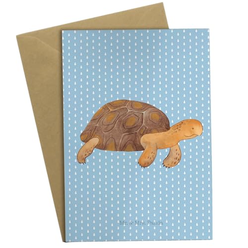 Mr. & Mrs. Panda Grußkarte Schildkröte marschiert - Geschenk, Geburtstagskarte, Einladungskarte, Meerestiere, Klappkarte, Urlaub, Motivation, von Mr. & Mrs. Panda