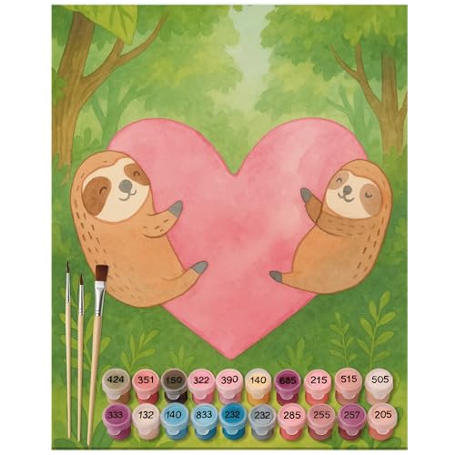 Mr. & Mrs. Panda Malen nach Zahlen Faultiere Herz Design 40 x 50 cm Mit Rahmen - Weiß Mr. & Mrs. Panda Malen nach Zahlen Faultiere Herz Design 40 x 50 cm Mit Rahmen - Weiß von Mr. & Mrs. Panda