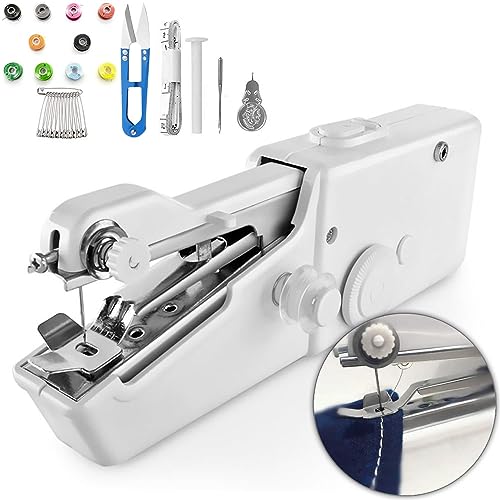 Mr.Twinklelight Mini Nähmaschine, Handnähmaschine Tragbare Mini Elektrische Nähmaschine mit Nähzubehör,Nähmaschine Anfänger,für Verschiedene Stoffe Schnellstichwerkzeug für Kleidung, Stoffe DIY von Mr.Twinklelight