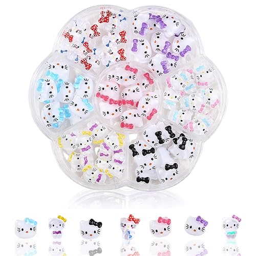 3D Katze Nail Art Charms, Nagelglitzer, Pailletten, Nagelcharms Aus Harz, Nagel-Edelsteinen, Diamanten für Nagelkunst, einschließlich Wachsstift für Strasssteine Nägeln (Bunt Katze) von MrCuvaryas