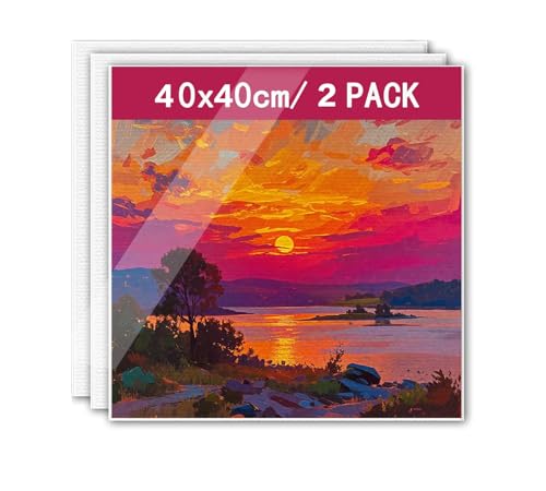 Leinwand Zum Bemalen, Leinwände Für Acrylfarben, Keilrahmen Leinwand Groß, Hochwertige Baumwolle Und Leinen, Vierfach Beschichtung Für Langlebigen Schutz, Handgespannt Und Stabil (40 * 40CM) von Mrchrogge