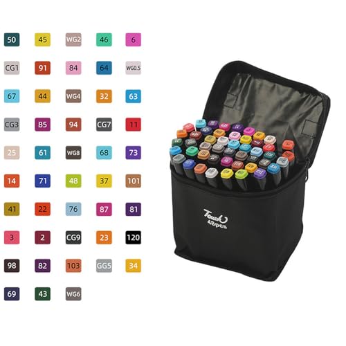 Mrchrogge Marker Stifte Set Doppelseitig, Wasserfeste Marker Mit Feiner Und Breiter Spitze, Textmarker Neon Farben Für Kinder, Schule, Basteln, Scrapbooking, Kunst (48 Farben) von Mrchrogge