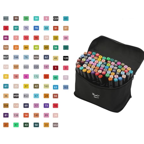 Mrchrogge Marker Stifte Set Doppelseitig, Wasserfeste Marker Mit Feiner Und Breiter Spitze, Textmarker Neon Farben Für Kinder, Schule, Basteln, Scrapbooking, Kunst (80 Farben) von Mrchrogge