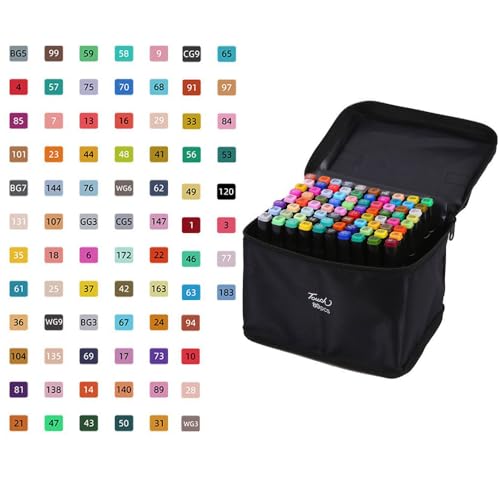 Mrchrogge Marker Stifte Set Doppelseitig, Wasserfeste Marker Mit Feiner Und Breiter Spitze, Textmarker Neon Farben Für Kinder, Schule, Basteln, Scrapbooking, Kunst (80 Farben mit Sockel) von Mrchrogge