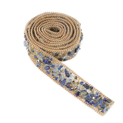 Aufnäher Zum Aufbügeln mit Kristallen, Hochzeit, Strassband, Hotfix-Strassgeflecht, 1 M, 2 Cm Breite, Kristallperlen, Strasssteine, Besatz, Aufnäher Zum (Blaue+goldene Aufnäher Zum Aufbügeln mit Kristallen, Hochzeit, Strassband, Hotfix-Strassgeflecht, 1 M, 2 Cm Breite, Kristallperlen, Strasssteine, Besatz, Aufnäher Zum (Blaue+goldene von Mrisata