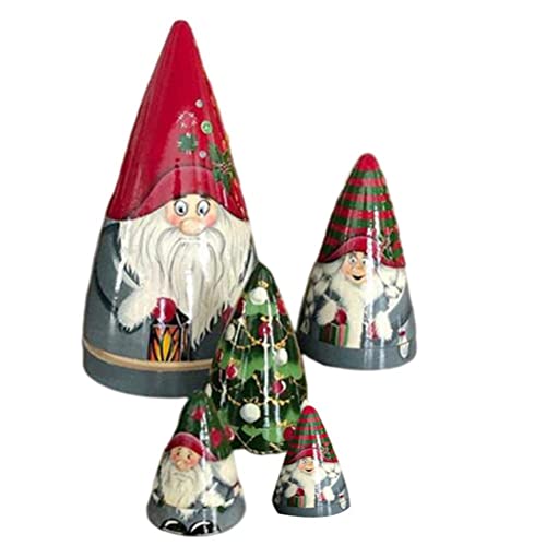 Mrisata 5 Stück Weihnachts-Matroschka-Weihnachtszwerg-Sammlungspuppen, Stapelbare Puppen, Ornamente, Weihnachtsdekorationen (300g mit Pinsel) von Mrisata