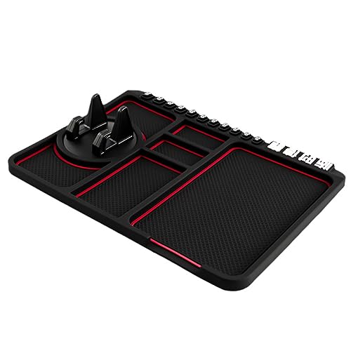 Mrisata Nicht -Slip -Dashboard -Matte Mobiltelefonhalter Multifunktional Navigation Silikonlagerkissen für Auto Silikon Dash Pad Universal Fit für Cars Trucks SUVS Rot Schwarzblau (Rot) von Mrisata