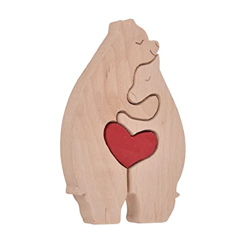 Mrisata Tierstatue aus Holz, Umarmung, Kuss, Liebe, Herz, Tier, Loers-Skulptur, Tischdekoration, Süße Holzfigur, Elefant, Igel, Bär, Hase, Regaldekoration, Muttertagsgeschenk (B12) von Mrisata