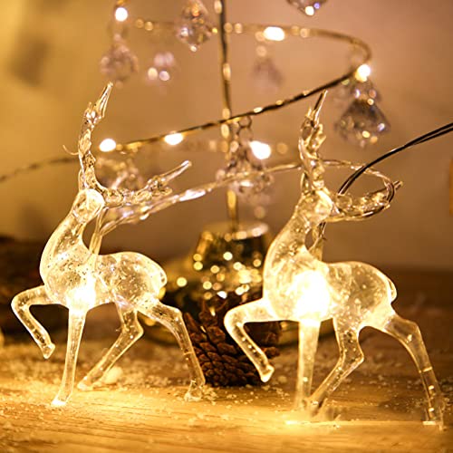 Mrisata Weihnachten Innen Rentier Lichter Dekorationen 10 LED Warmweiß Lichterketten USB Batteriebetriebene Feenbeleuchtung Weihnachtsgeschenke (A) von Mrisata