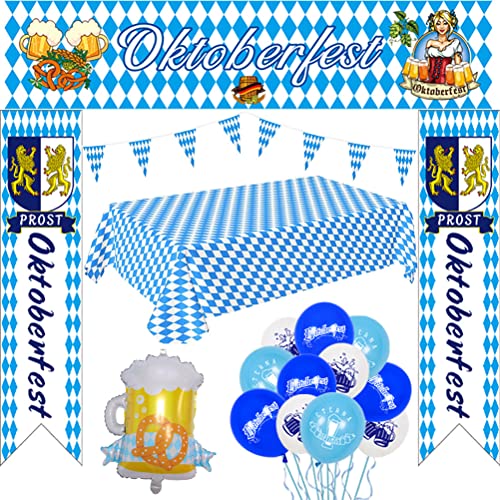 Oktoberfest-Luftballon-Dekorationsset, Oktoberfest-Party, Bayern-Dekoration, Banner-Luftballons, Hängedekoration für Bayerische Flagge, Banner-Luftballons, Bierfest, (A) von Mrisata