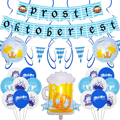 Oktoberfest-Luftballon-Dekorationsset, Oktoberfest-Party, Bayern-Dekoration, Banner-Luftballons, Hängedekoration für Bayerische Flagge, Banner-Luftballons, Bierfest, (E) von Mrisata
