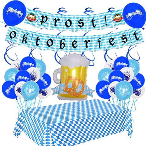 Oktoberfest-Luftballon-Dekorationsset, Oktoberfest-Party, Bayern-Dekoration, Banner-Luftballons, Hängedekoration für Bayerische Flagge, Banner-Luftballons, Bierfest, (F) von Mrisata