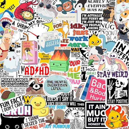 Mrltau 130 Stück Lustige Sticker Set, Wasserdichtes PVC Material, Coole Und Witzige Aufkleber Für Erwachsene, Ideal Für Wasserflaschen, Laptops, Autos Und Mehr Mrltau 130 Stück Lustige Sticker Set, Wasserdichtes PVC Material, Coole Und Witzige Aufkleber Für Erwachsene, Ideal Für Wasserflaschen, Laptops, Autos Und Mehr von Mrltau