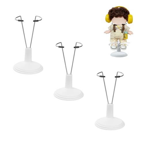 Mrltau 3 Stück Puppenständer höhenverstellbar für 15-17 cm Vinyl Plush Dolls, Metall Halterung mit stabilem Sockel, Display Ständer für Schlüsselanhänger-Puppen mit Kleidung (Weiß) von Mrltau