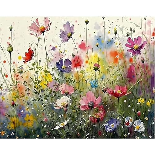 Kreuzstich-Set mit Blumenprägung, bunte Blumen, Kreuzstich-Ornament-Set für Erwachsene und Anfänger, gezählte Stickerei, Nadelspitzen-Kits, Heimdekoration, 30,5 x 40,6 cm von Mrnsiet