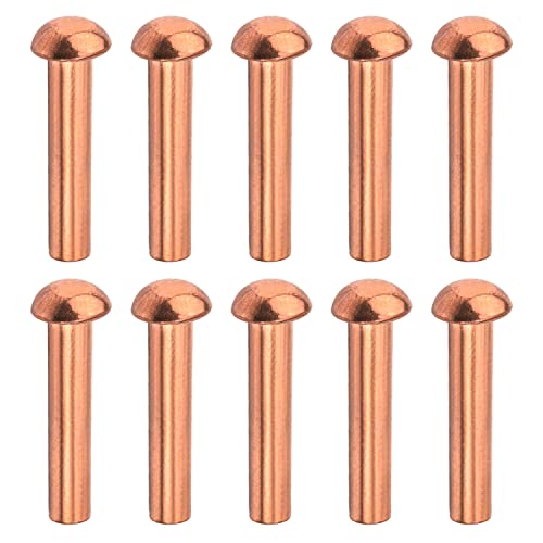 MroMax 10 Stück M6 Rundkopf Kupfer solide Nieten Verschluss 0,6 cm Durchmesser x 3 cm Länge für elektrische Anwendungen, Kupfer-Finish, Kupferton MroMax 10 Stück M6 Rundkopf Kupfer solide Nieten Verschluss 0,6 cm Durchmesser x 3 cm Länge für elektrische Anwendungen, Kupfer-Finish, Kupferton von MroMax