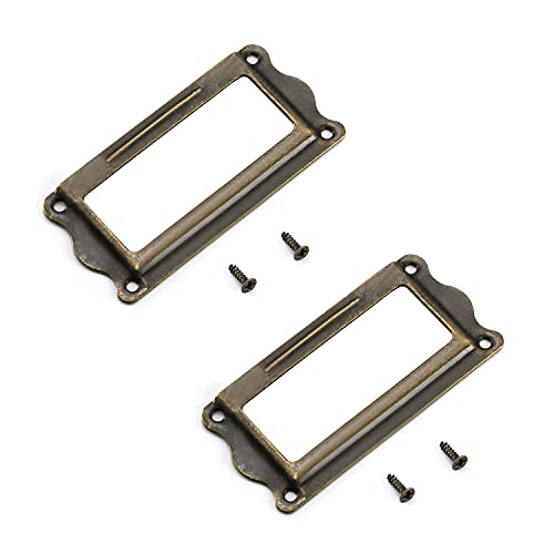 MroMax 12 x Metall-Etikettenrahmen, 64 x 31 mm, antiker Bronze-Etikettenrahmen, Kartenhalter mit Schrauben für Büro, Bibliothek, Möbel, Karten, Schubladen, Schränke MroMax 12 x Metall-Etikettenrahmen, 64 x 31 mm, antiker Bronze-Etikettenrahmen, Kartenhalter mit Schrauben für Büro, Bibliothek, Möbel, Karten, Schubladen, Schränke von MroMax