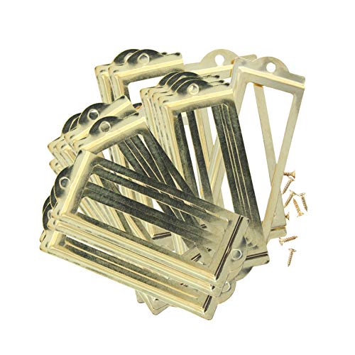 MroMax 20 Stück Metall-Etikettenrahmen, 83 x 30 mm, goldener Etikettenrahmen, Kartenhalter mit Schrauben für Büro, Bibliothek, Möbel, Karten, Akten, Schubladen, Schrank MroMax 20 Stück Metall-Etikettenrahmen, 83 x 30 mm, goldener Etikettenrahmen, Kartenhalter mit Schrauben für Büro, Bibliothek, Möbel, Karten, Akten, Schubladen, Schrank von MroMax
