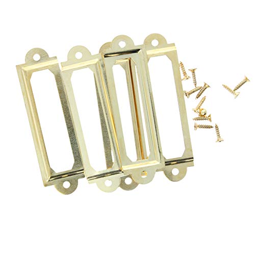 MroMax 5 x Metall-Etikettenrahmen, 60 x 17 mm, goldener Etikettenrahmen, Kartenhalter mit Schrauben für Büro, Bibliothek, Möbel, Karten, Akten, Schubladen, Schrank von MroMax