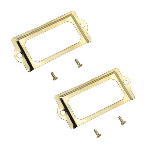 MroMax 5 x Metall-Etikettenrahmen, 70 x 33 mm, goldener Etikettenrahmen, Kartenhalter mit Schrauben für Büro, Bibliothek, Möbel, Karten, Akten, Schubladen, Schrank von MroMax