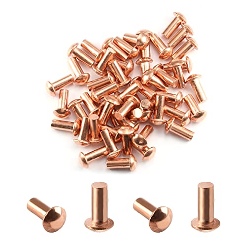 MroMax 50 Stück M5 Rundkopf Kupfer solide Nieten Verschluss 0,5 cm Durchmesser x 1,2 cm Länge für elektrische Anwendungen, Kupfer-Finish, Kupferton von MroMax