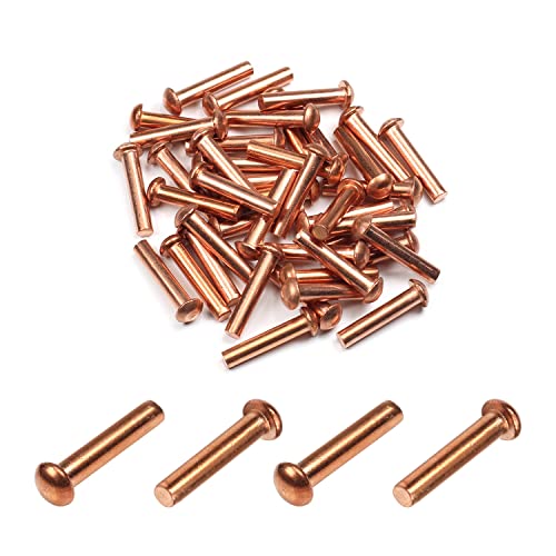 MroMax 50 Stück M5 Rundkopf Kupfer solide Nieten Verschluss 0,5 cm Durchmesser x 2,5 cm Länge für elektrische Anwendungen, Kupfer-Finish, Kupferton MroMax 50 Stück M5 Rundkopf Kupfer solide Nieten Verschluss 0,5 cm Durchmesser x 2,5 cm Länge für elektrische Anwendungen, Kupfer-Finish, Kupferton von MroMax
