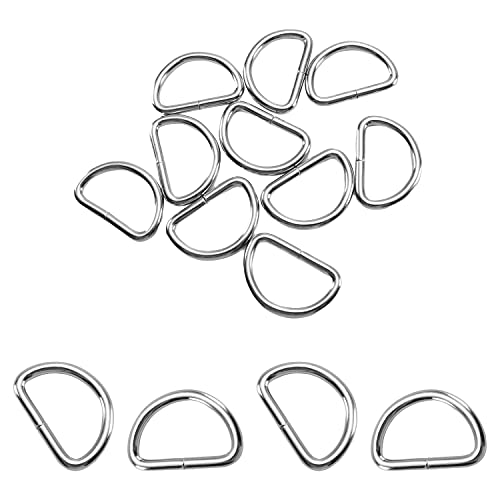 MroMax D-Ring-Schnalle, 2,4 cm, Edelstahl, halbrund, D-Ringe, silberfarben, für Hardware, Taschen, Gürtel, Bastelzubehör, 10 Stück von MroMax