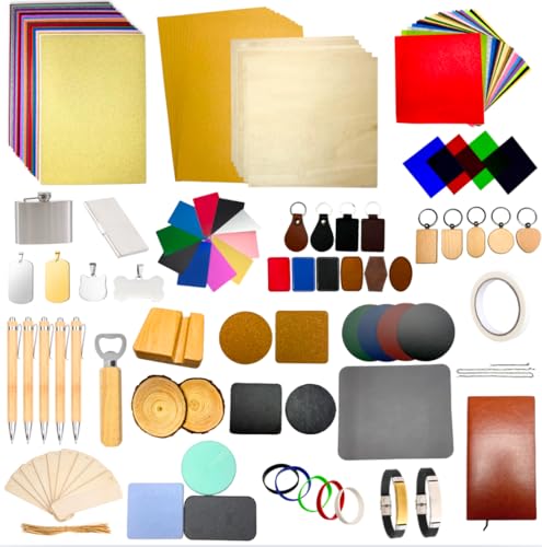 Mroy mio 135-teiliges Lasergravurmaterial-Set, 27 Arten Lasergravierer, Rohlinge für Laserbasteln, inklusive Holz, Acryl, Stoff, Stein, PU-Leder, Kieselalgenschlamm Materialien Mroy mio 135-teiliges Lasergravurmaterial-Set, 27 Arten Lasergravierer, Rohlinge für Laserbasteln, inklusive Holz, Acryl, Stoff, Stein, PU-Leder, Kieselalgenschlamm Materialien von Mroy mio