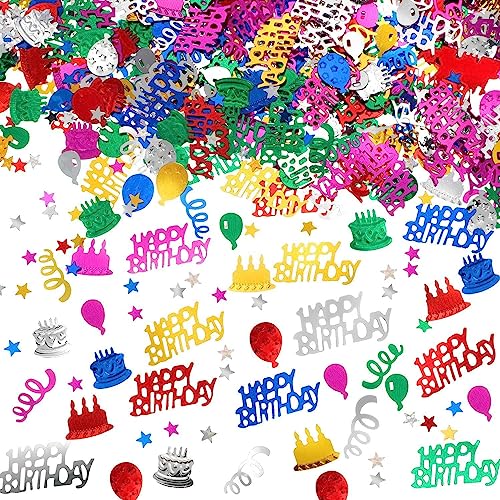 MsTeco 30g Buntes Happy Birthday Konfetti, Konfetti-Pailletten mit Mehreren Mustern, Perfekt für DIY-Kartengeschenke Geburtstagsfeiern Partydekorationen Tischgeschenke von MsTeco