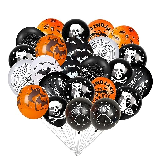 MsTeco 60 Stück Halloween Luftballons, Halloween Latexballon, Halloween Dekoration Luftballons, Luftballons Orange Schwarz, Party Dekorationen Lieferungen (Gemischte Farben) von MsTeco